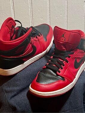 Jordan Men’s High-Top Sneakers in Red and Black